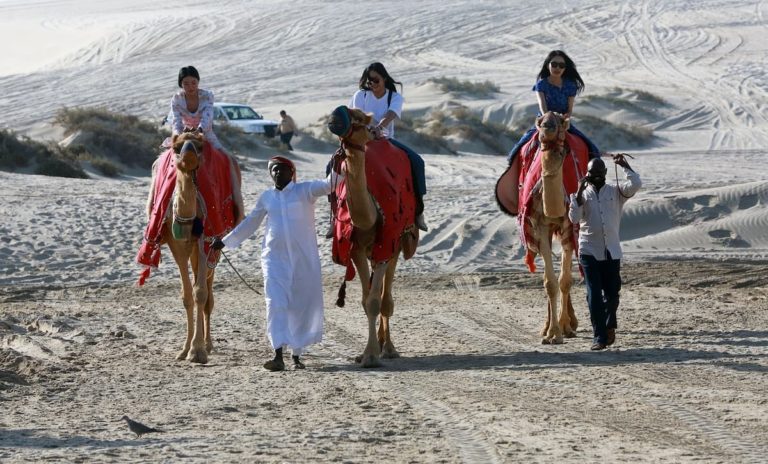 mujeres en qatar en camello (1)